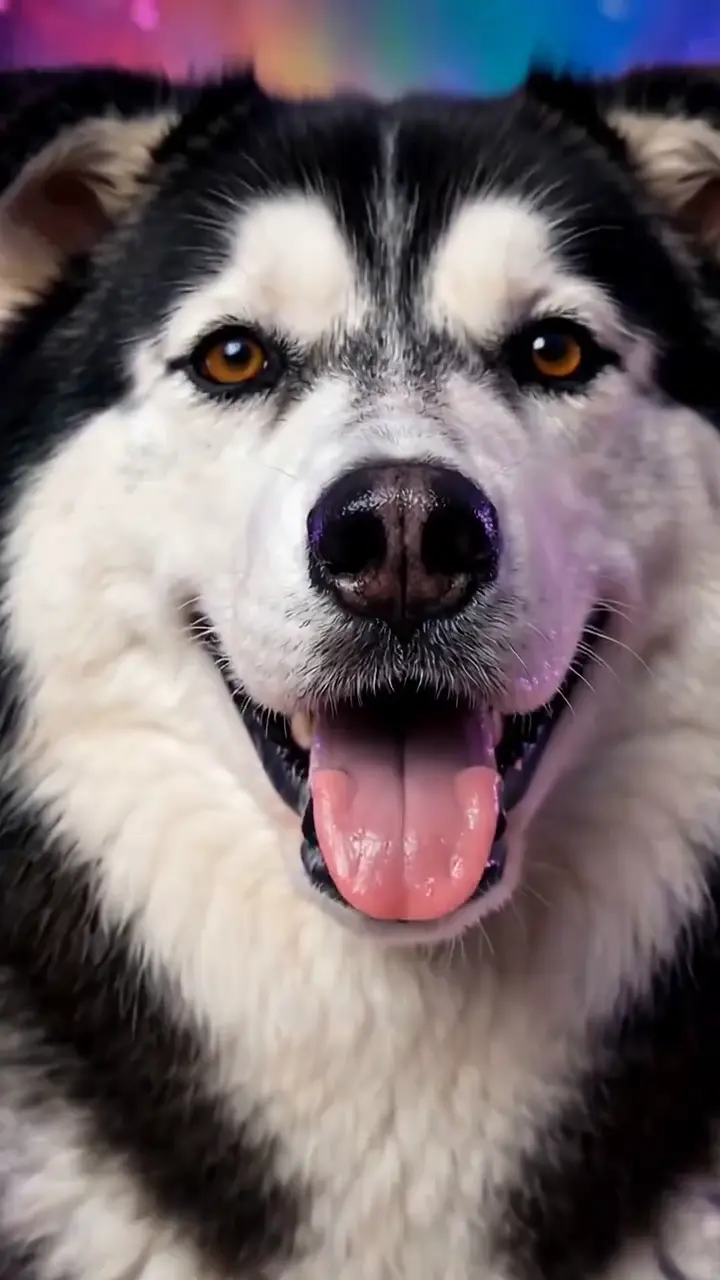 Happy birthday dog video — a husky at its party