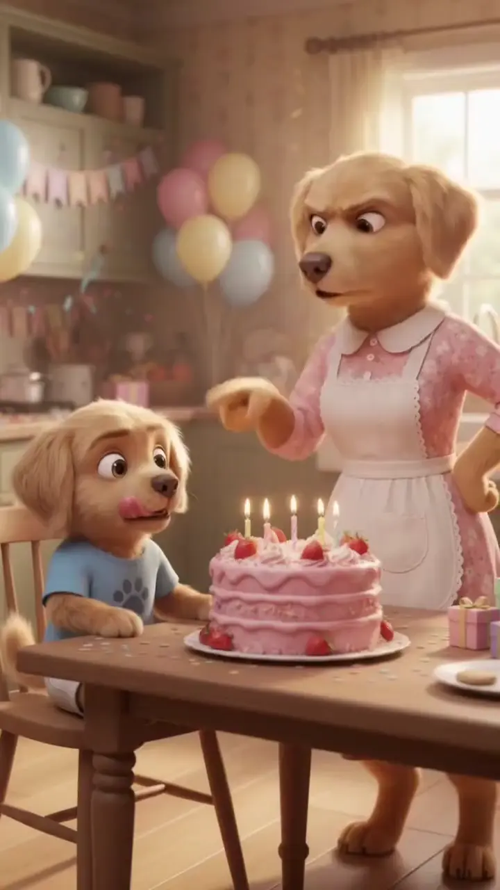Happy birthday dog video — a puppy and the cake he was told not to touch